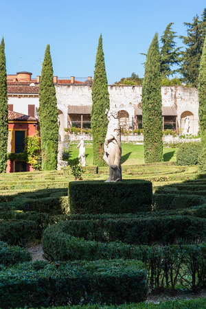VERONA, ITALY - OCTOBER 10, 2016 - landscape of Giusti Garden in Verona. The Giusti Garden is the Italian Renaissance gardens , it were planted in 1580.のeditorial素材