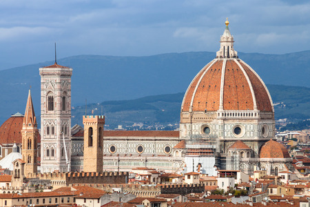travel to Italy - view of Cathedral in Florence city from Piazzale Michelangeloの写真素材