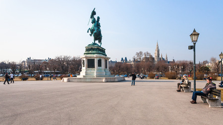 VIENNA, AUSTRIA - MARCH 9, 2011: statue of Archduke Charles on Heldenplatz square in Vienna city. Heldenplatz is the outer square of Hofburg palace in center of cityのeditorial素材
