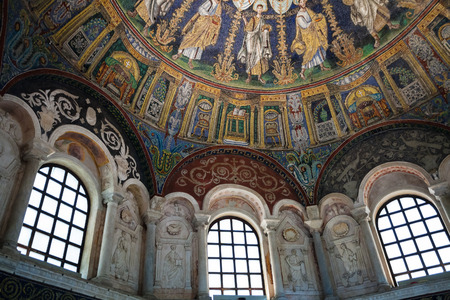RAVENNA, ITALY - NOVEMBER 4, 2012: interior of the neoniano Baptistry in Ravenna city. Baptistery was erected by Bishop Ursus at the end of the 4th century.のeditorial素材