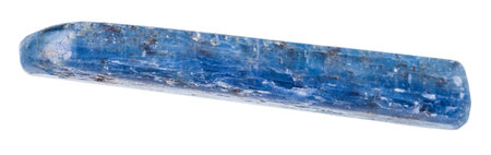 macro shooting of geological collection mineral - polished kyanite crystal isolated on white backgroundの写真素材