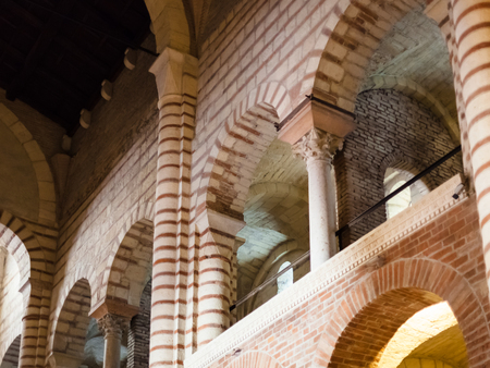 VERONA, ITALY - MARCH 29, 2017 - indoor of Chiesa di San Lorenzo in Verona city. Church at this site was present since the 4th century, present church was rebuilt in the 12th centuryのeditorial素材