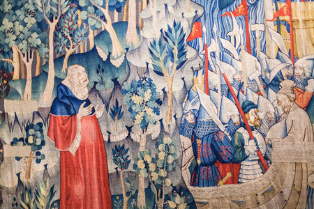 PADUA, ITALY - APRIL 1, 2017: wall decoration in Musei Civici agli Eremitani (Civic Museum of Hermits) in Padua city. Since 1985 the museums are housed in cloisters of convent of the Friars Hermitsのeditorial素材
