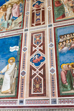 PADUA, ITALY - APRIL 1, 2017: wall ornaments in Scrovegni Chapel (Cappella degli Scrovegni, Arena Chapel). The church contains a fresco cycle by Giotto, completed about 1305.のeditorial素材