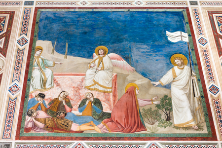 PADUA, ITALY - APRIL 1, 2017: wall picture in Scrovegni Chapel (Cappella degli Scrovegni, Arena Chapel). The church contains a fresco cycle by Giotto, completed about 1305.のeditorial素材