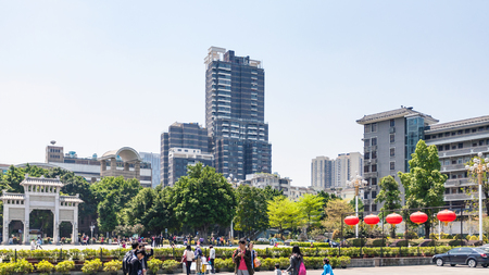 GUANGZHOU, CHINA - APRIL 1, 2017: people on Chen Clan Ancestral Hall Square in Guangzhou city in spring. Guangzhou is the third most-populous city in China with population about 13,5 mlnのeditorial素材