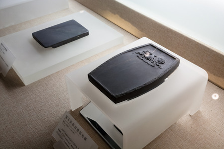 GUANGZHOU, CHINA - MARCH 31, 2017: inkstones in Chen Clan Ancestral Hall (Guangdong Folk Art Museum) in Guangzhou city. The house was prepared for imperial examinations in 1894のeditorial素材