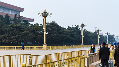 BEIJING, CHINA - MARCH 19, 2017: people near entrance on Tiananmen Square from Zheng Yang Gate on Guangxhang East Side Road in spring.のeditorial素材