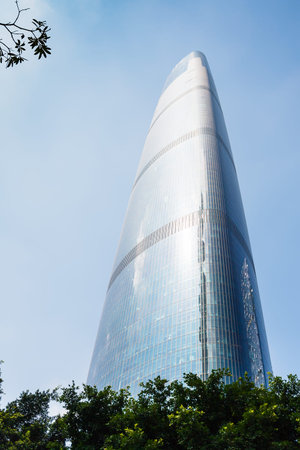 GUANGZHOU, CHINA - APRIL 1, 2017: glass skyscraper in Zhujiang New Town of Guangzhou city in spring....
