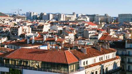 Travel to Provence, France - above view of residential district in Marseilles cityの写真素材