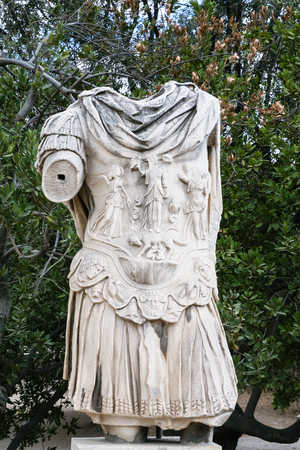travel to Greece - ruin of ancient statue in public urban park in Ancient Agora in Athens cityの写真素材