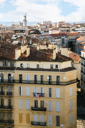Travel to Provence, France - above view of residential houses in Marseilles cityの写真素材