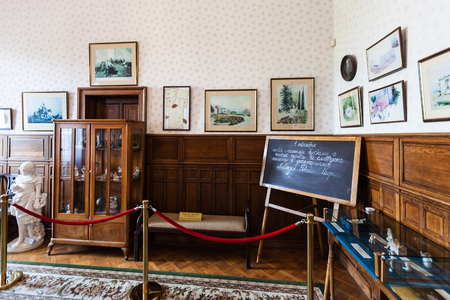 LIVADIYA, CRIMEA - SEPTEMBER 21, 2017: interior of classrooml in Livadia Palace. The palace was the summer residence of the Russian emperor's family in Crimeaのeditorial素材