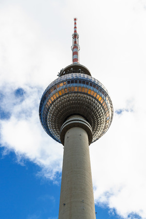BERLIN, GERMANY - SEPTEMBER 13, 2017: observation deck of TV Tower (Fernsehturm) in Berlin city in september. Television Tower is height of 368 metres, it was constructed in 1965-1969のeditorial素材