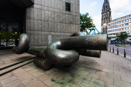 HAMBURG, GERMANY - SEPTEMBER 15, 2017: sculpture near office building of Deutsche Bundesbank in Hamburg city. Hamburg is the second largest city of Germany, with population of over 1,7 million peopleのeditorial素材