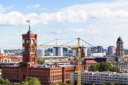 travel to Germany - above view of Berlin city with Rotes Rathaus from Berliner Dom in septemberのeditorial素材