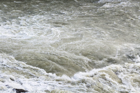 travel to Iceland - water surface of Olfusa River in Gullfoss waterfall in september