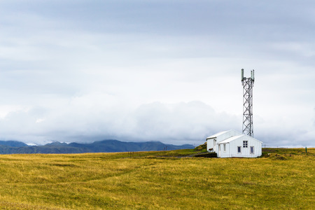 travel to Iceland - antenna on Dyrholaey peninsula, near Vik I Myrdal village on Atlantic South Coast in Katla Geopark in septemberの写真素材