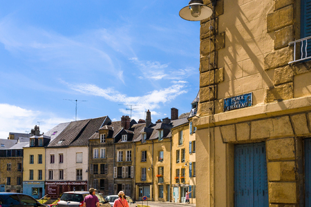 SEDAN, FRANCE - JUNE 30, 2010: tourists on street Rue du Chateau near Sedan castle in summer day. Sedan is a commune in Ardennes department, the castle began to be built in 1424のeditorial素材