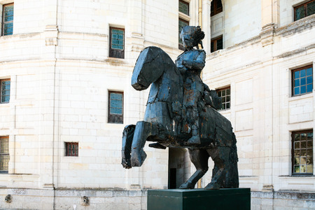 CHAMBORD, FRANCE - JULY 7, 2010: equestrian statue near castle Chateau de Chambord. Chambord is the largest chateau in the Loire Valley, it was built as a hunting palace in 1519-1547 for Francis Iのeditorial素材
