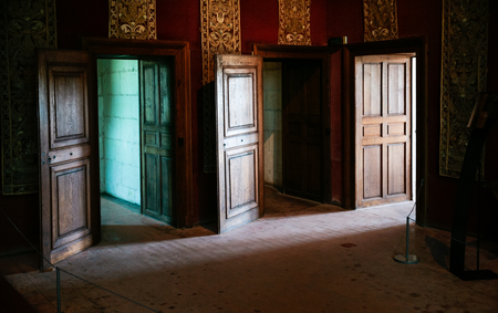 CHAMBORD, FRANCE - JULY 7, 2010: three open doors in castle Chateau de Chambord. Chambord is the largest chateau in the Loire Valley, it was built as a hunting palace in 1519-1547 for Francis Iのeditorial素材