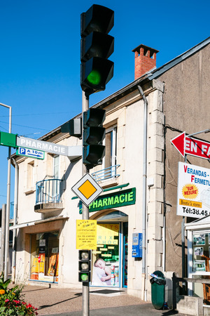 ORLEANS, FRANCE - JULY 7, 2010: green light at a traffic light at road crossings in Orleans city in sunny summer day. Orleans is the capital of the Loiret department and Centre-Val de Loire regionのeditorial素材