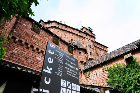 ORSCHWILLER, FRANCE - JULY 11, 2010: ticket office in castle Chateau du Haut-Koenigsbourg in Alsace. First time the castle was mentioned in 1147, the building was restored and rebuilt in 1900-1908のeditorial素材