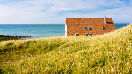 AUDINGHEN, FRANCE - JUNE 30, 2010: apartment house near Cap Gris-Nez in Cote d'Opale region in the Pas-de-Calais. The cliffs of the cape Gris-Nez are the closest point of France to England (34 km)のeditorial素材