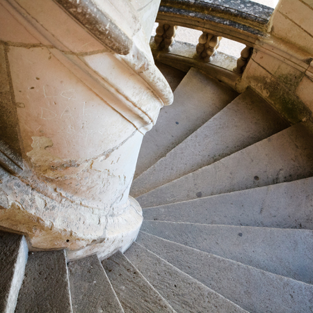 CHAMBORD, FRANCE - JULY 7, 2010: spiral steps in castle Chateau de Chambord. Chambord is the largest chateau in the Loire Valley, it was built as a hunting palace in 1519-1547 for Francis Iのeditorial素材