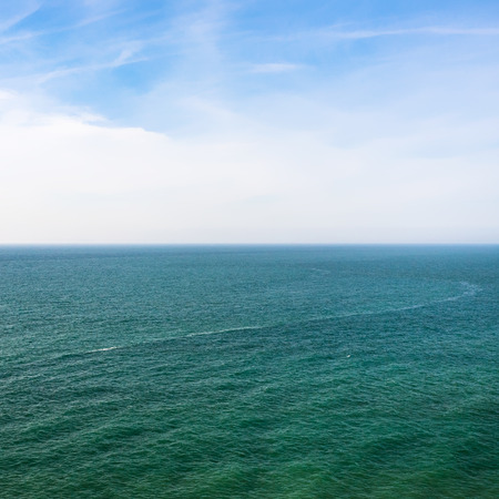 travel to France - view of English channel from Cap Gris-Nez in Cote d'Opale district in Pas-de-Calais region of France in summer dayの写真素材