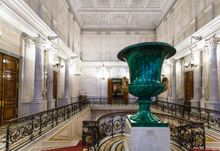 SAINT PETERSBURG, RUSSIA - MARCH 16, 2018: Soviet Staircase in Great Hermitage museum. The State Hermitage is second largest museum of art and culture in the world, it was founded in 1764のeditorial素材