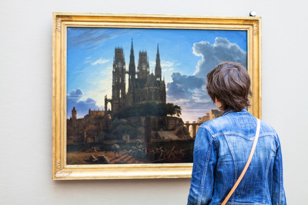 MUNICH, GERMANY - MAY 23, 2018: visitor in Pinakothek der Moderne in Munich city. The New Pinakothek is art museum for modern and contemporary artのeditorial素材