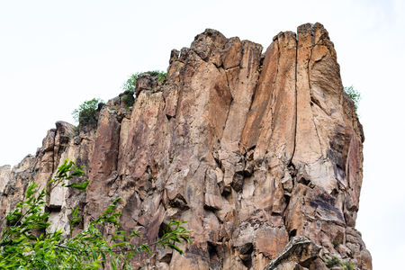 Travel to Turkey - rocky cliff in Ihlara Valley of Aksaray Province in Cappadocia in springの写真素材