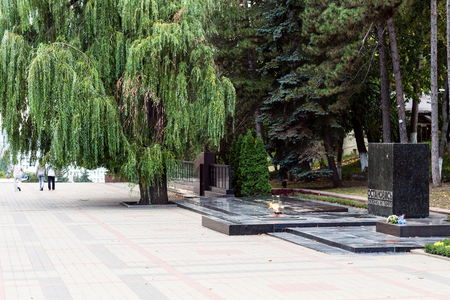 PYATIGORSK, RUSSIA - SEPTEMBER 17, 2018: Eternal flame in memorial park on Lenin Square in Pyatigorsk city. Pyatigorsk is resort city in Caucasian Mineral Waters region of Stavropol Kraiのeditorial素材