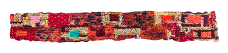 stitched red brown patchwork scarf isolated on white background
