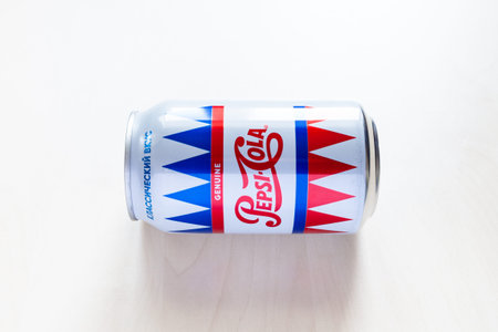 MOSCOW, RUSSIA - AUGUST 6, 2020: limited edition can of Pepsi with design from the 50s of the 20th...
