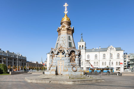 MOSCOW, RUSSIA - SEPTEMBER 27, 2020: Plevna Chapel on Ilyinka street. Chapel to Heroes of Plevna is...