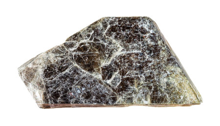 macro photography of sample of natural mineral from geological collection - raw laminas of muscovite...
