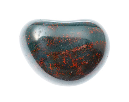 macro photography of sample of natural mineral from geological collection - tumbled Heliotrope...