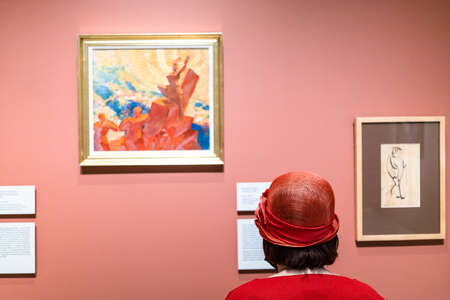 Moscow, Russia - May 23, 2021: inside of Museum of Russian impressionism in Moscow city. The Museum was opened on 28 May 2016 on the on territory of former Bolshevik factoryのeditorial素材