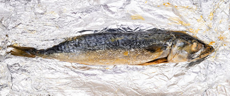 open whole mackerel fish baked in foil