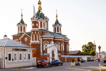 Kolomna, Russia - June 9, 2022: Holy Cross Exaltation Cathedral of Uspenskiy Brusenskiy Monastery in Kolomna Kremlin on Lazhechnikova Street in Old Kolomna city on summer eveningのeditorial素材