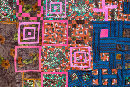 textile background - handcrafted motley patchwork cloth