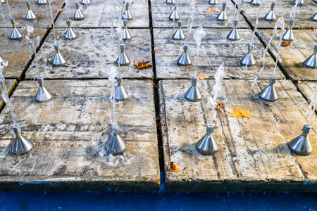 detail of water fointain in city park on autumn day in Yerevan city