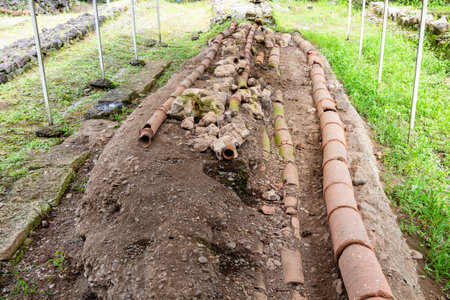Gonio, Georgia - September 18, 2013: water pipes in Gonio Fortress ancient Roman fortification in Adjara, Georgia. The first mention of fortress belongs to Pliny the Younger in 1st century ADのeditorial素材