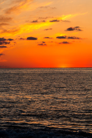 travel to Georgia - view of Black Sea after sunset in Batumi on autumn eveningの写真素材