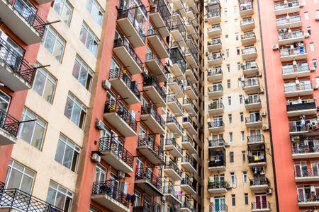 travel to Georgia - new high-rise apartment buildings in Batumi city on autumn dayの写真素材