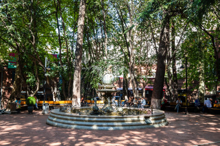 Tbilisi, Georgia - September 27,2023: fountain The Little Prince in Mrgvali Baghi square in Vake district of Tbilisi city on sunny autumn day. The sculpture was designed by Irakli Zhvania in 1999のeditorial素材