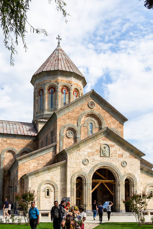 Bodbe, Georgia - September 24, 2023: view of new St Nino church in Bodbe Monastery in Kakheti region...