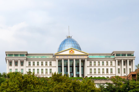 Tbilisi, Georgia - September 25, 2023: edifice of Palace of State Ceremonies in Tbilisi city on cloudy autumn dayのeditorial素材
